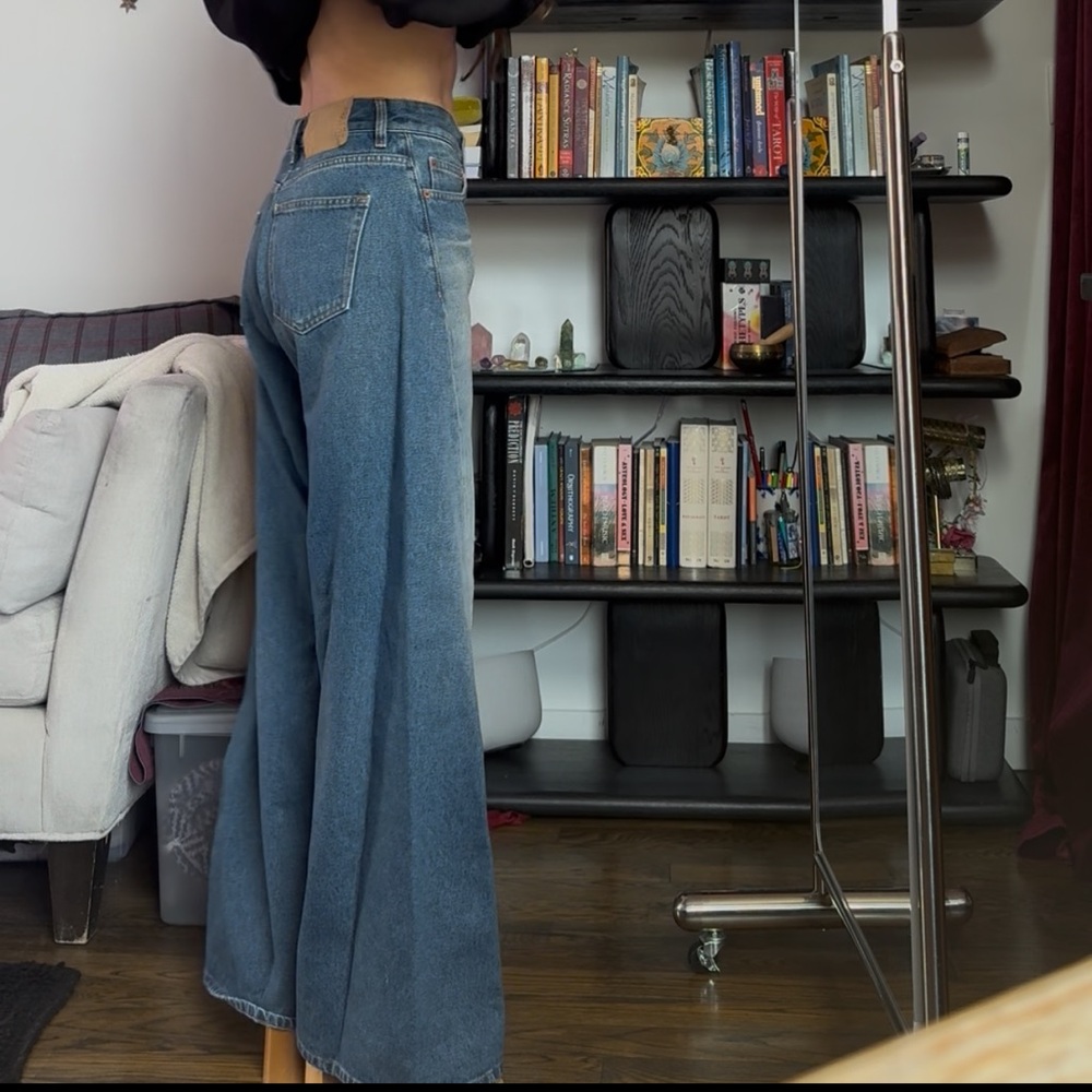 MM6 twisted outseam low rise wide leg